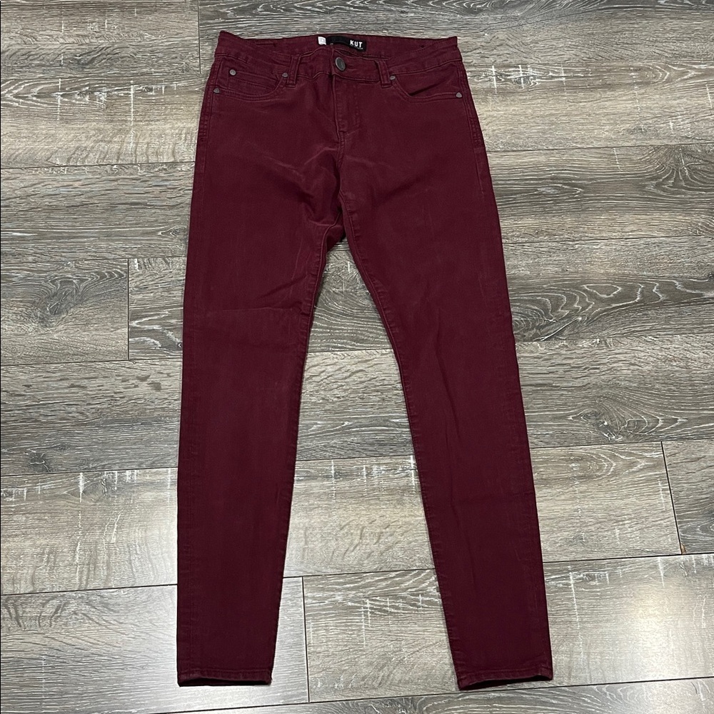 Kut from the Kloth maroon Mia toothpick skinny jeans size 2